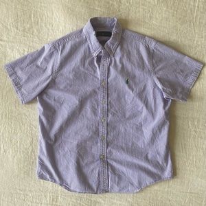 Ralph Lauren Short-Sleeve Seersucker Shirt (purple & white)